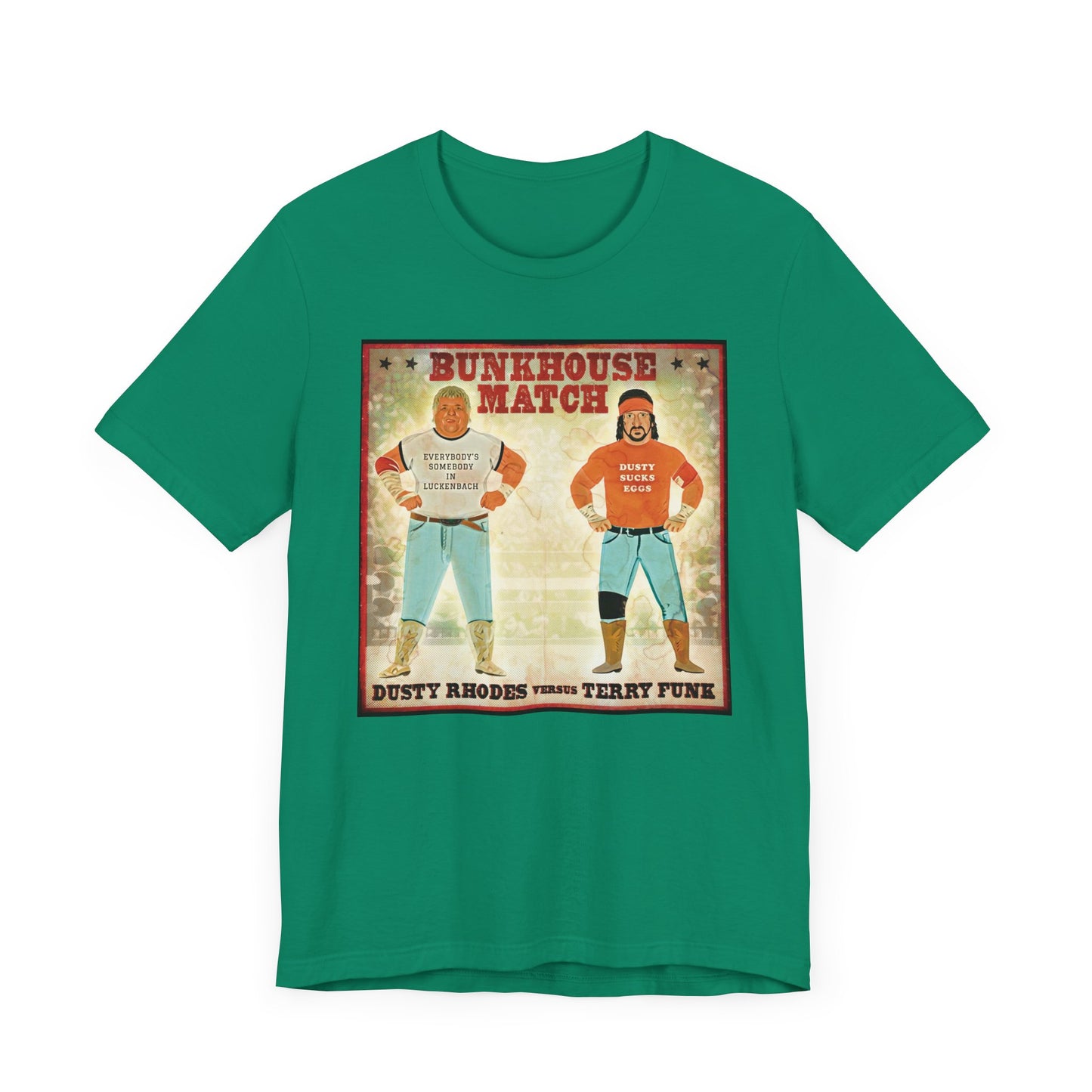 Dusty Rhodes and Terry Funk! A Bunkhouse Stampede up in the sky!
