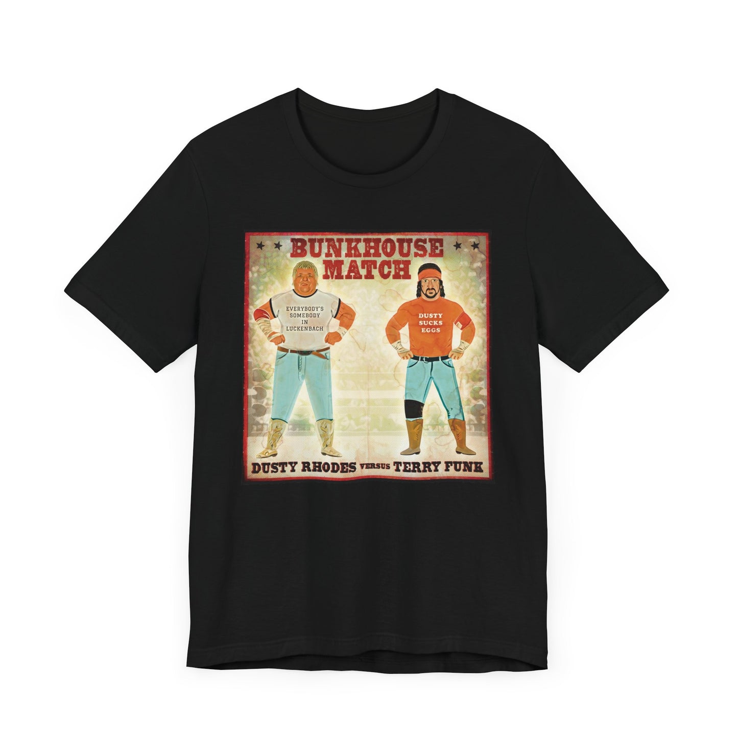 Dusty Rhodes and Terry Funk! A Bunkhouse Stampede up in the sky!