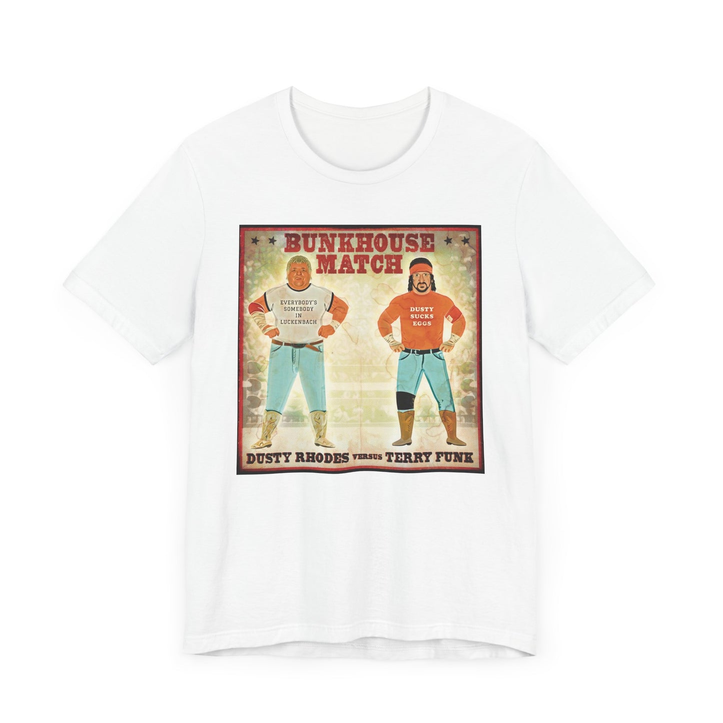 Dusty Rhodes and Terry Funk! A Bunkhouse Stampede up in the sky!
