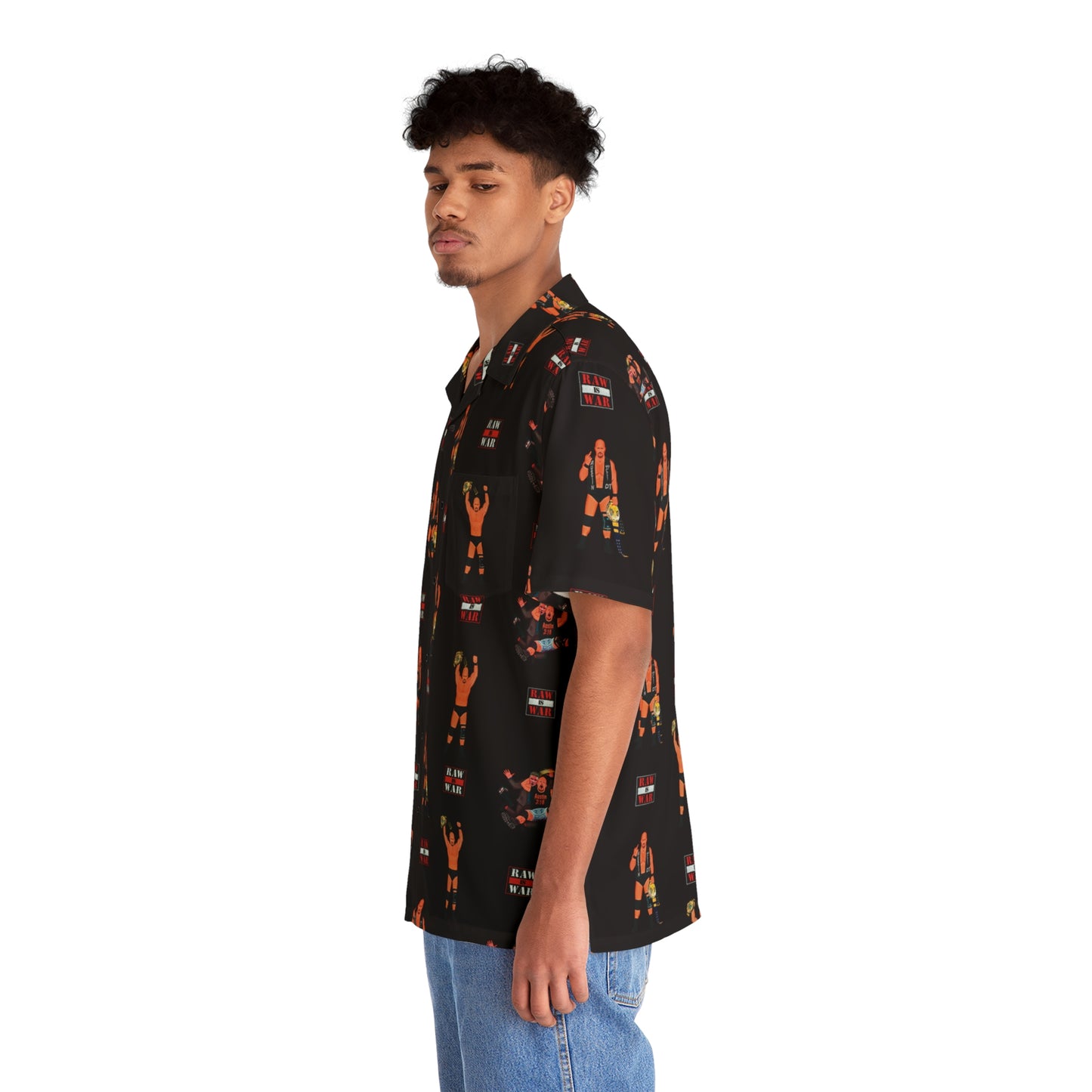WWF Raw is War Stone Cold Steve Austin Hawaiian Shirt (Raw Rivals)