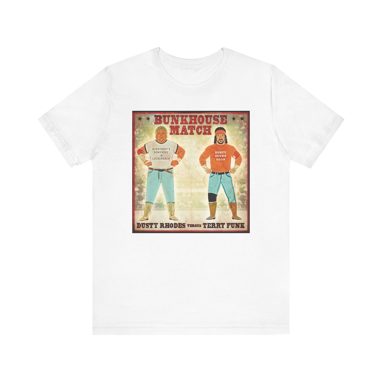 Dusty Rhodes and Terry Funk! A Bunkhouse Stampede up in the sky!