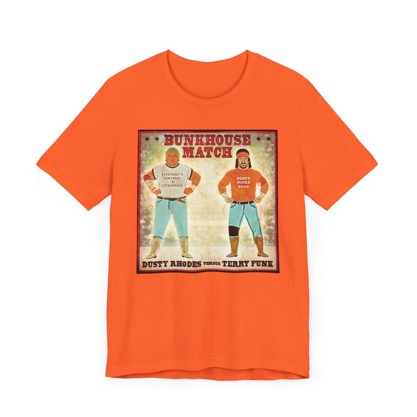 Dusty Rhodes and Terry Funk! A Bunkhouse Stampede up in the sky!